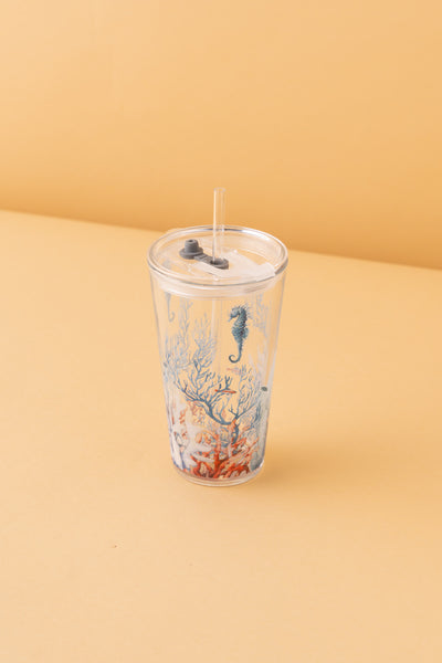 B21 Glass Mug With Lid + Straw