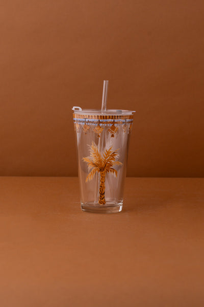 B15 Glass Mug With Lid + Straw