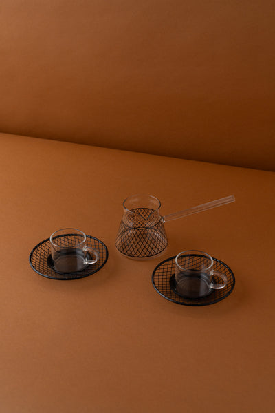 KL8 Coffee Cups Set 2 Pcs W/Pot