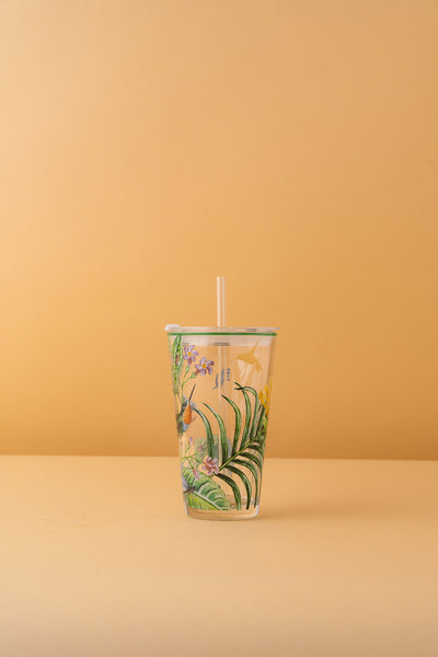 B20 Glass Mug With Lid + Straw