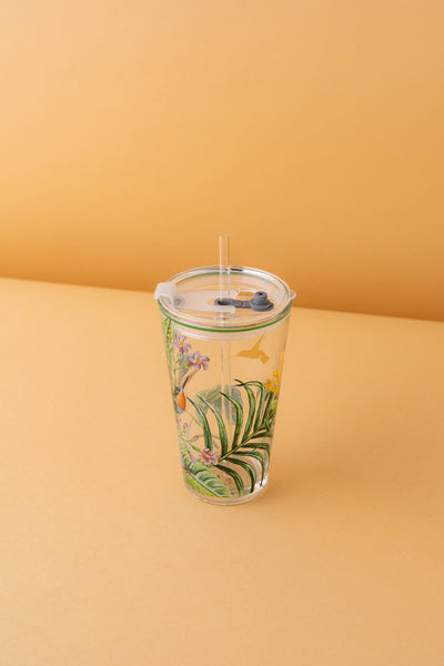 B20 Glass Mug With Lid + Straw