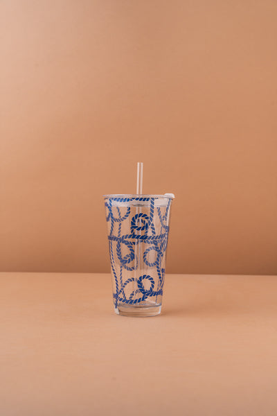 B19 Glass Mug With Lid + Straw