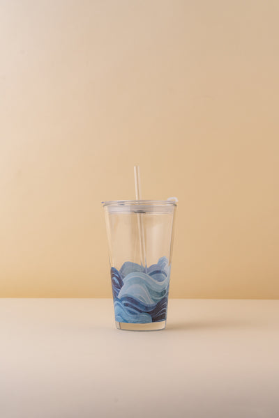 B24 Glass Mug With Lid + Straw