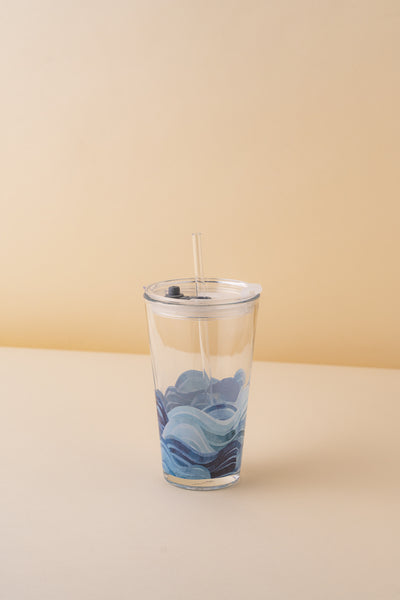 B24 Glass Mug With Lid + Straw