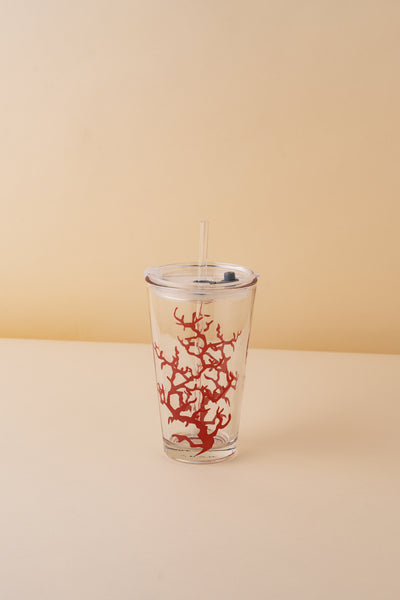 B25 Glass Mug With Lid + Straw