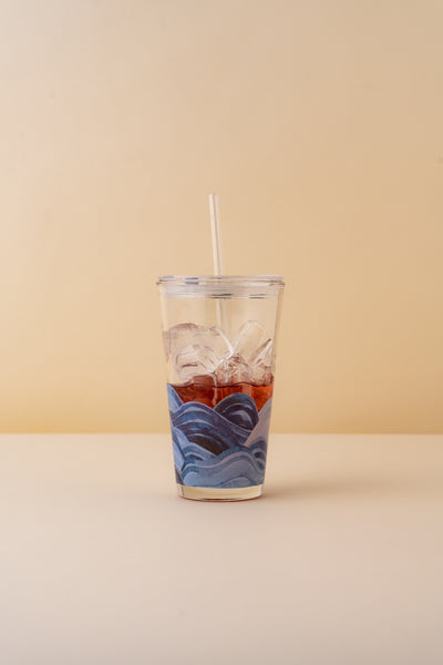 B24 Glass Mug With Lid + Straw