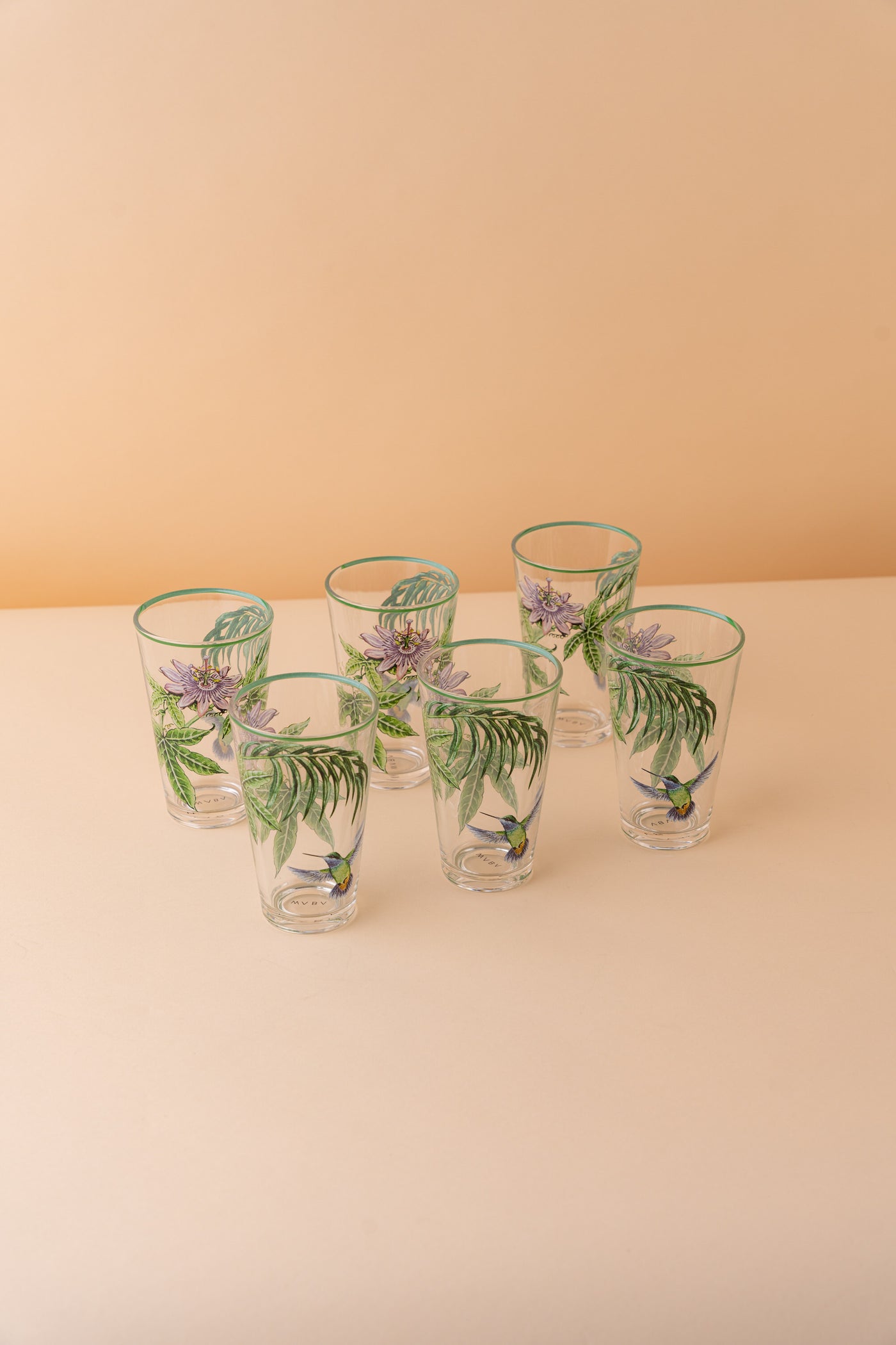 B4 Glass Cups Set 6 Pcs Green