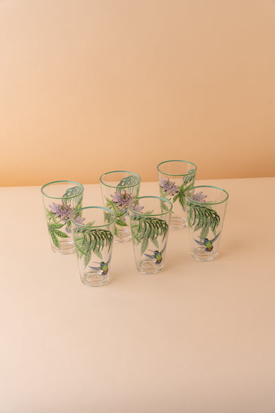 B4 Glass Cups Set 6 Pcs Green