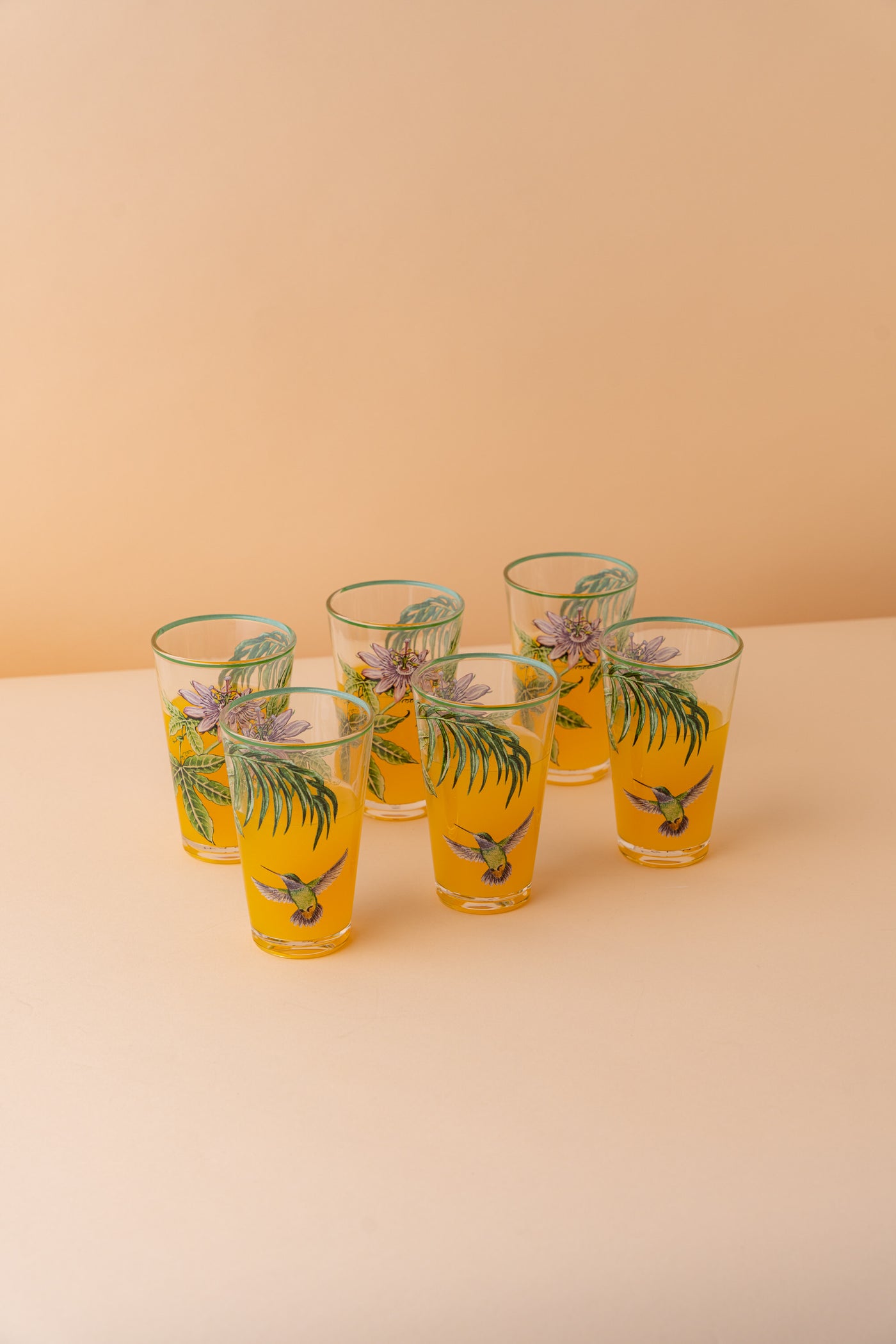 B4 Glass Cups Set 6 Pcs Green