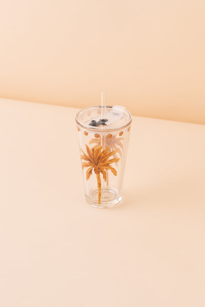 B18 Glass Mug With Lid + Straw