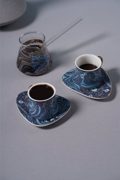 KL1 Coffee Cups Set 2 Pcs W/Pot Blue