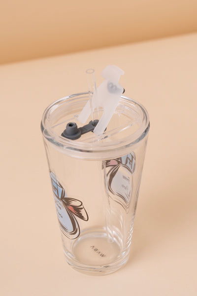 B11 Glass Mug With Lid + Straw