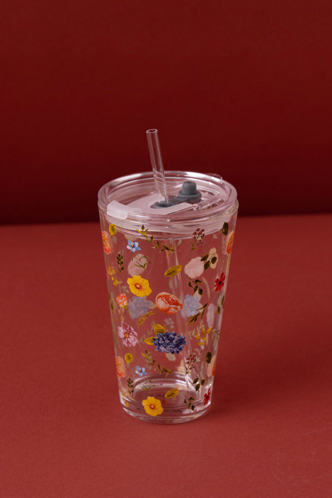 B5 Glass Mug With Lid + Straw