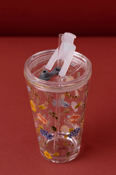 B5 Glass Mug With Lid + Straw