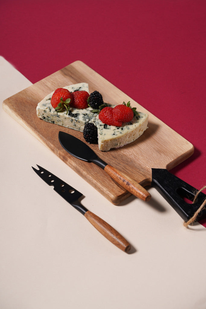 LV13 Cheese Knife Set 2 Pcs W/ Wooden Cutboard