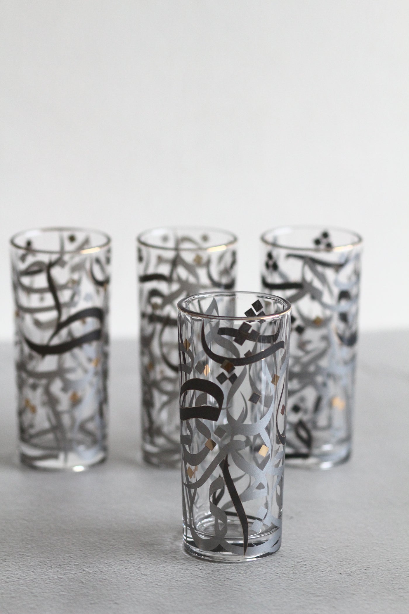 KL1 Glass Cups Set 4 Pcs Black