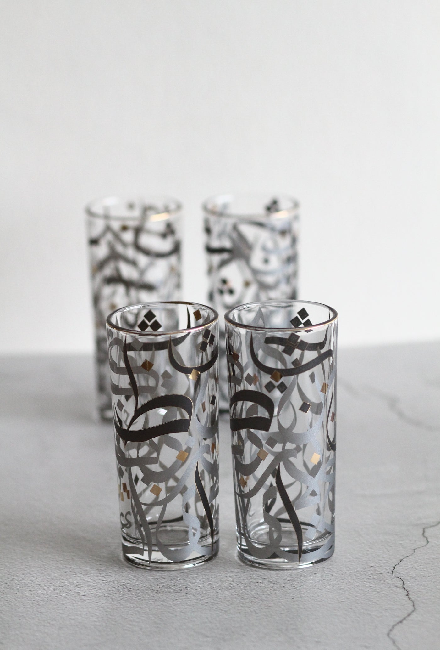 KL1 Glass Cups Set 4 Pcs Black