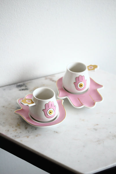 H23 Coffee Cups Set 2 Pcs Pink