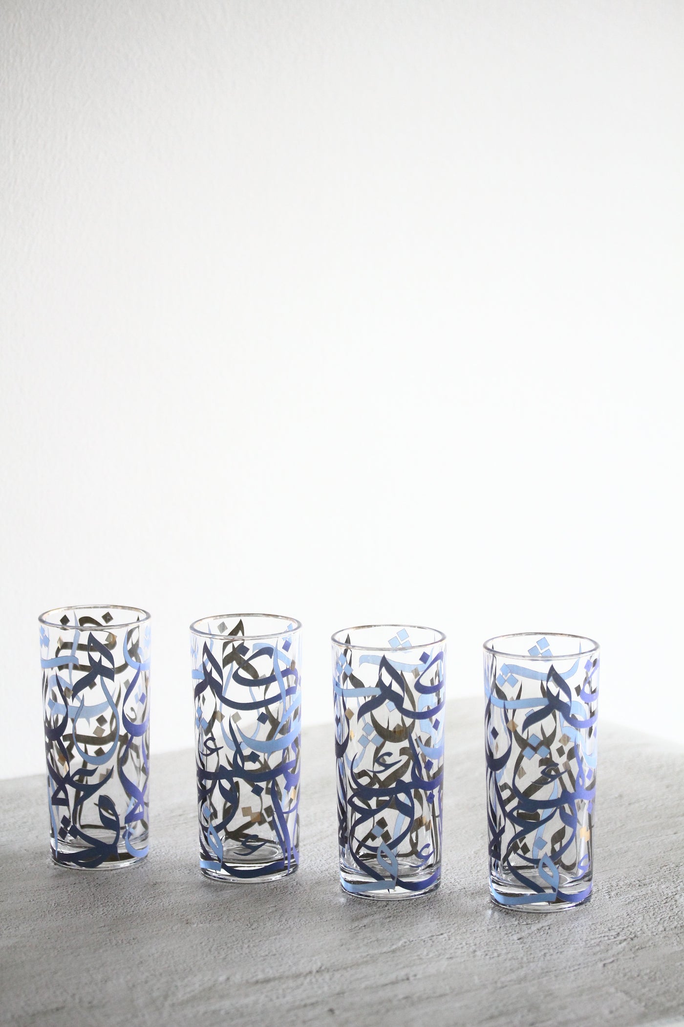KL1 Glass Cups Set 4 Pcs Blue