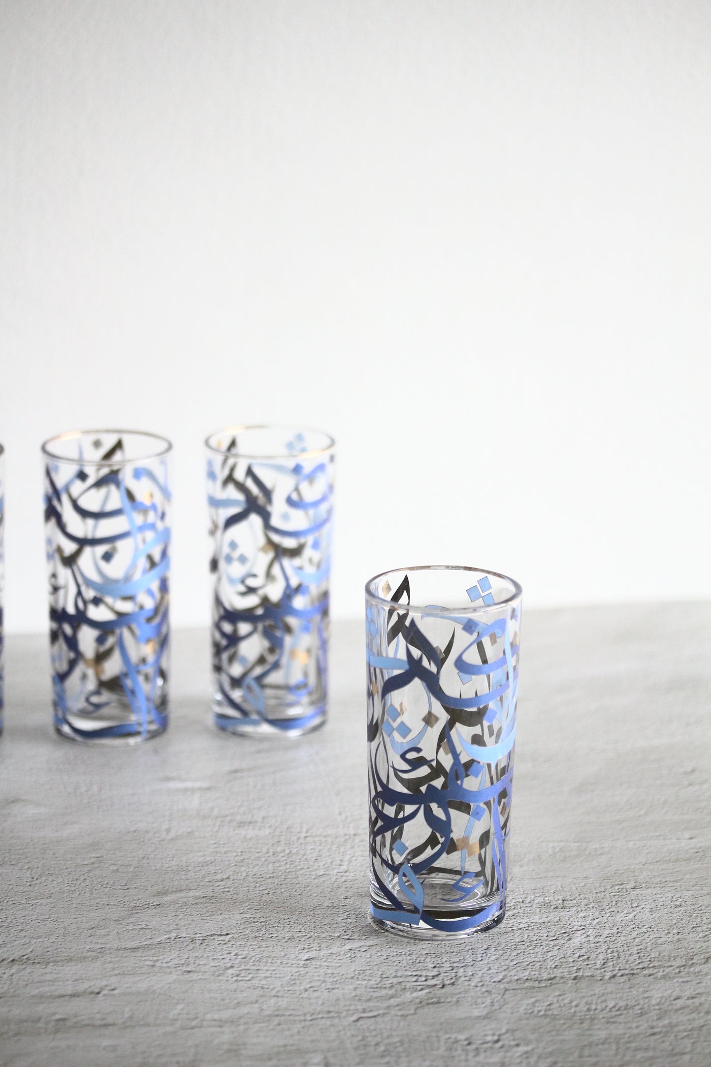 KL1 Glass Cups Set 4 Pcs Blue